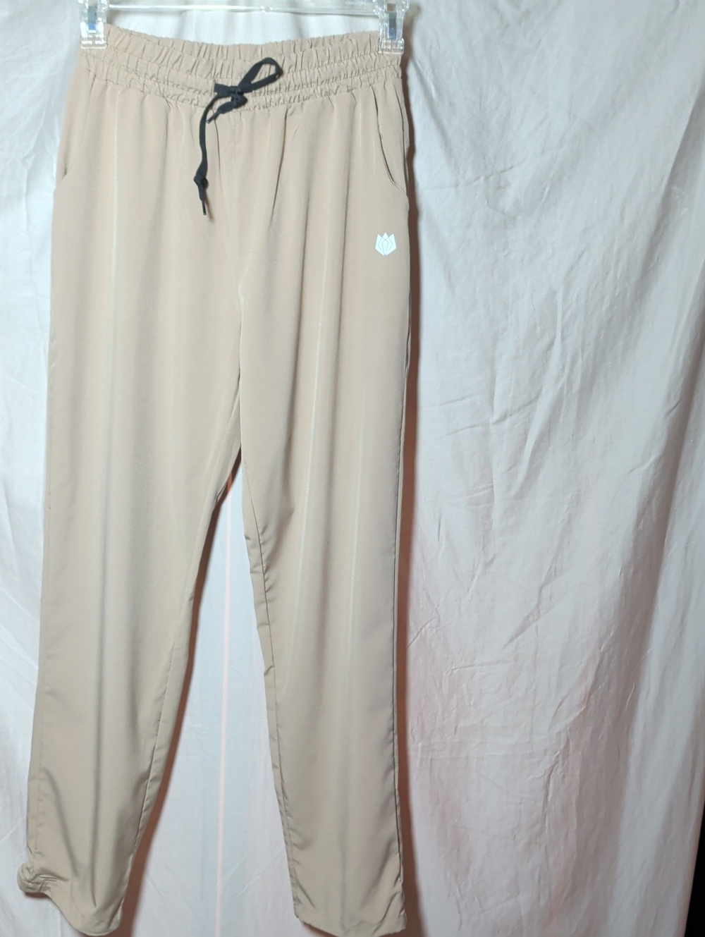 Women's Beige Drawstring Jogger Pants - Lightweight Comfort Casual Leisure